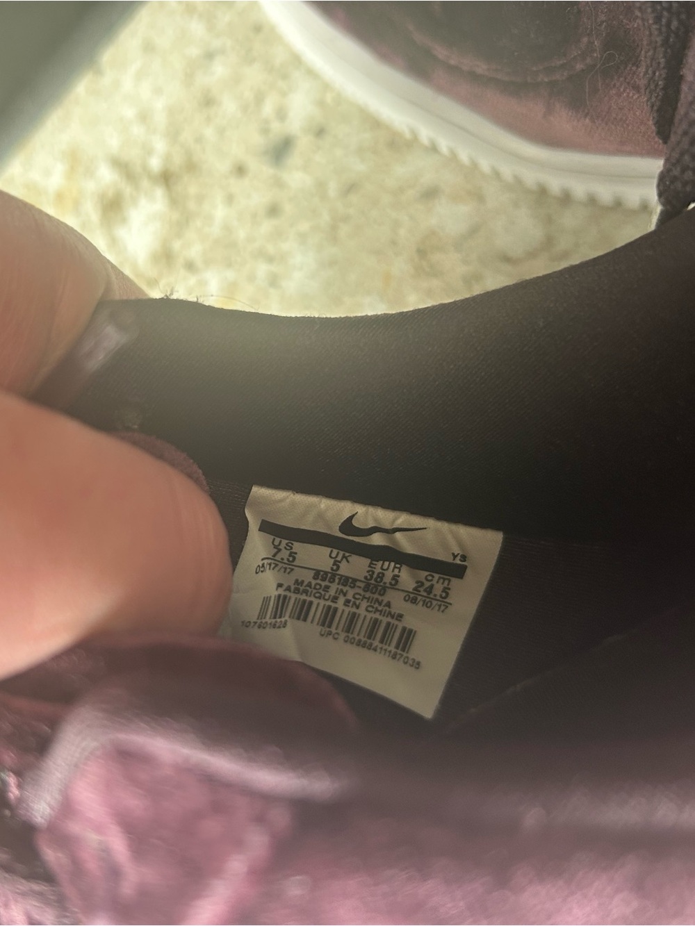 Velvet Nike Air Force 1 Lows in Port Wine - Picture 7 of 7